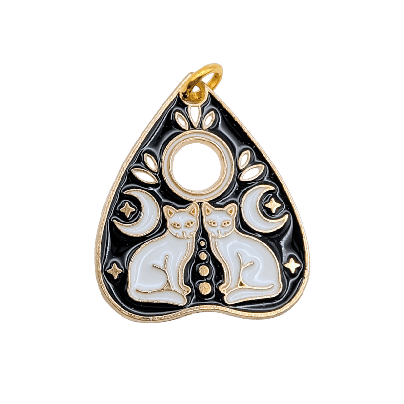 Ouija Planchette Charms — White Cats and Moons