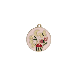 Cottage Core Garden Circle Charm — Light Pink