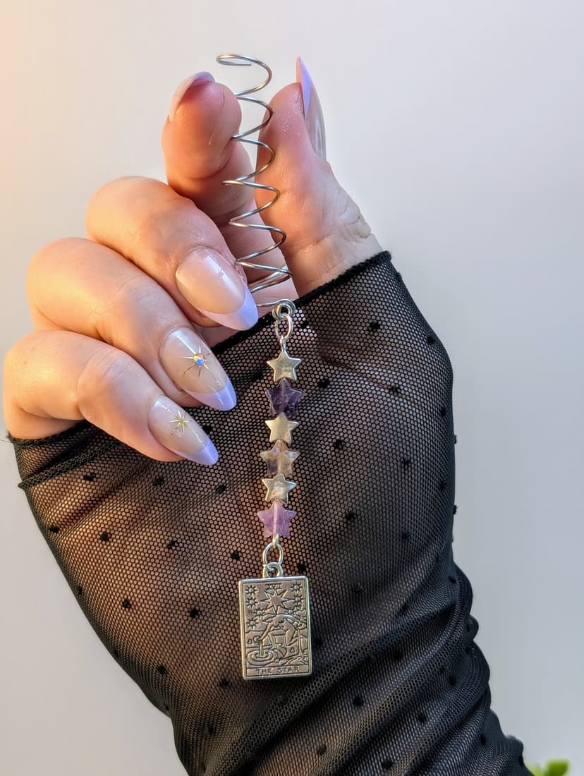 Amethyst and "The Star" Tarot Card Hair Cuff