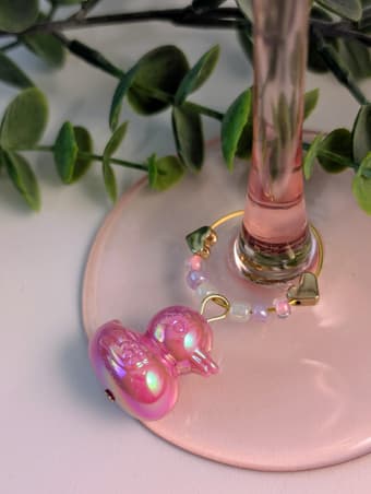 3D Iridescent Duck Stemware Charms - Set of 6
