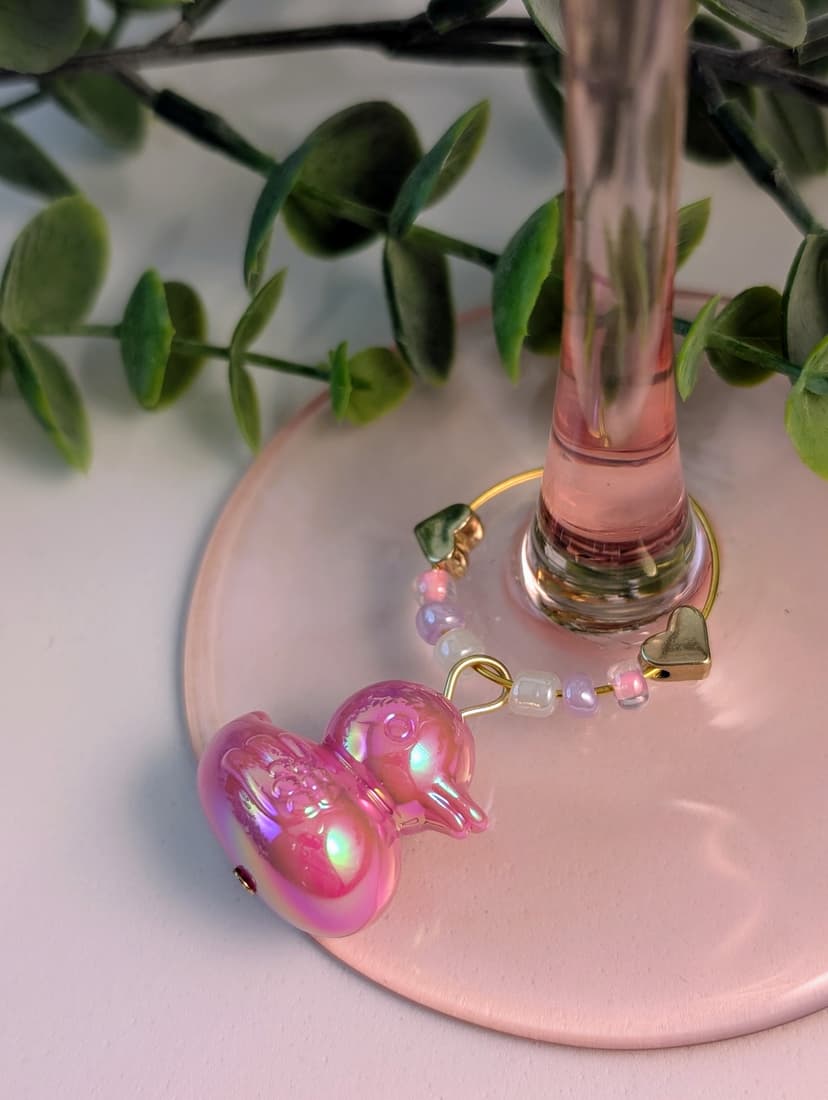 3D Iridescent Duck Stemware Charms - Set of 6