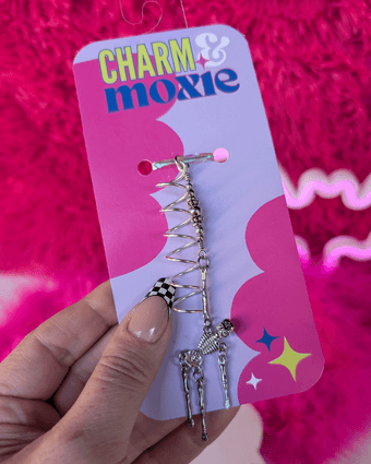 Silver Skeleton Hair Charm