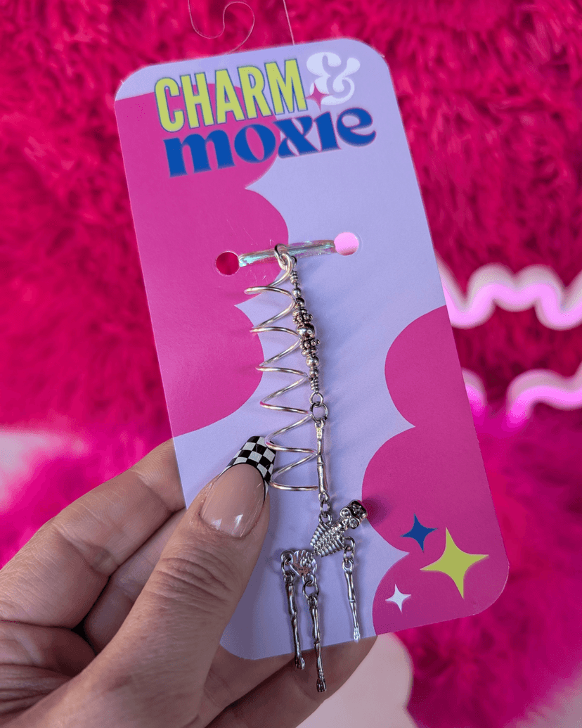 Silver Skeleton Hair Charm