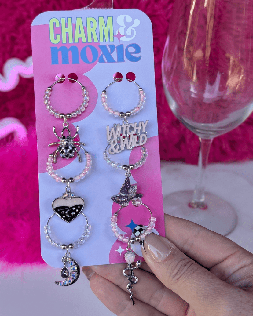 Halloween Witchy Stemware Charms - Set of 6