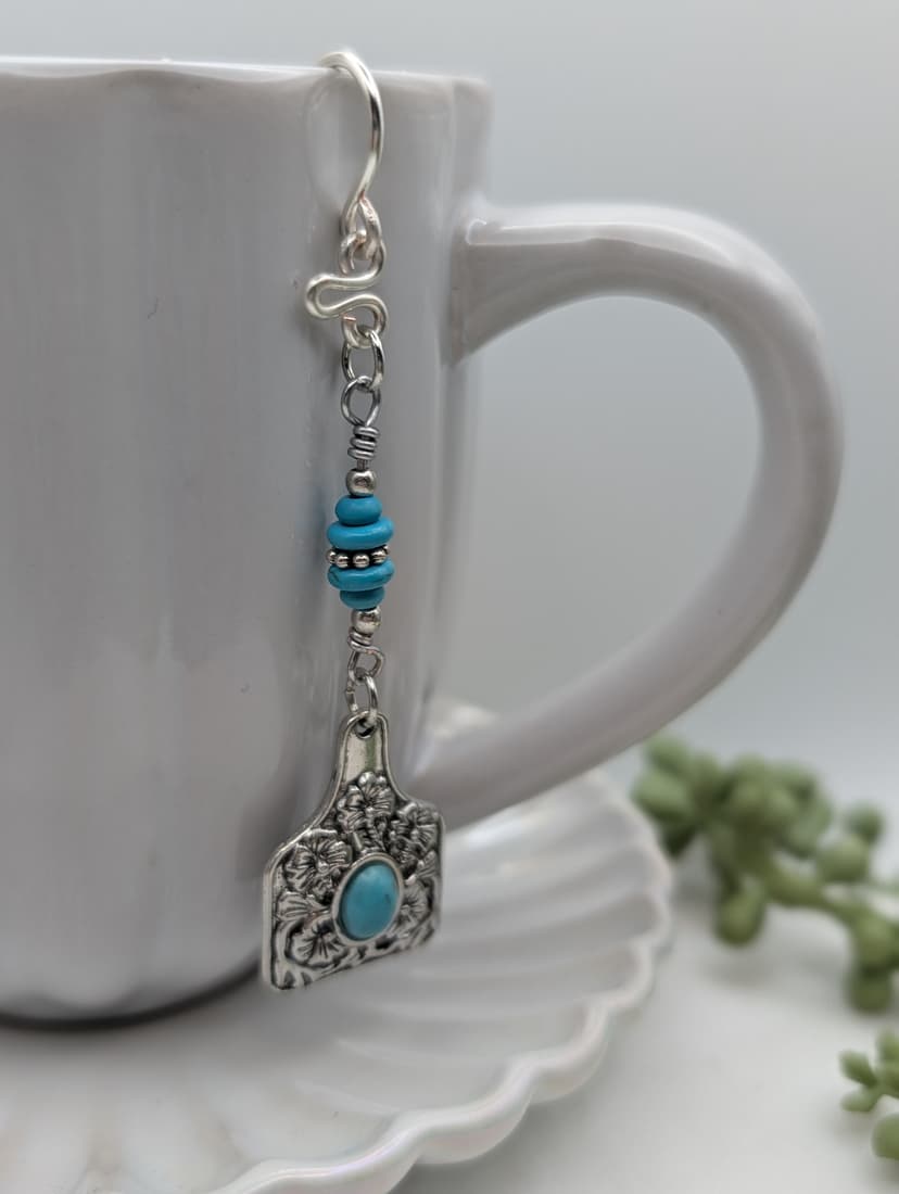 Turquoise and Silver Paddle Tea Bag Charm Weight