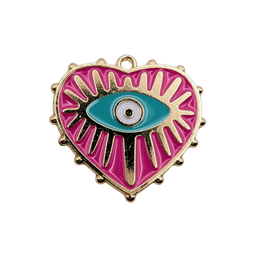 Evil Eye Heart Charms — Hot Pink Heart