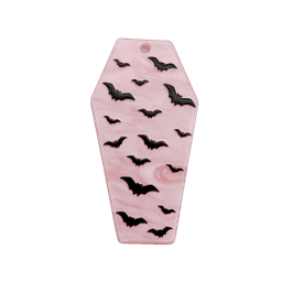 Bats on Marbled Pink Coffin Charm — Regular