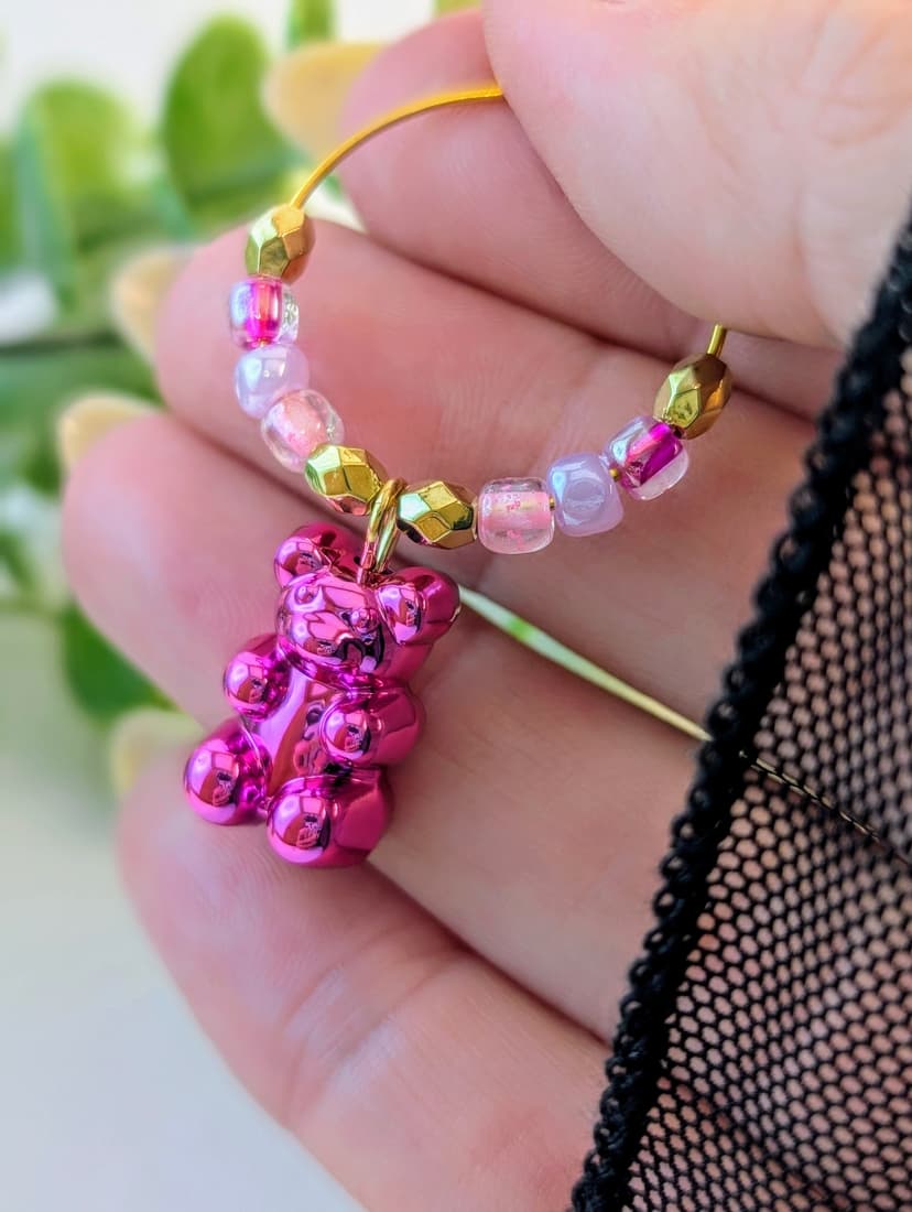 Metallic Gummy Bear Themed Stemware Charms - Set of 6
