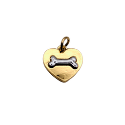 Dog Icon Charms — Bone on Gold Heart Tag