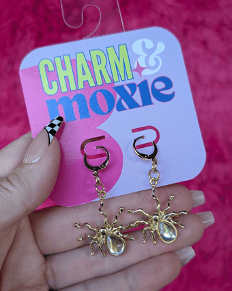 Gold Spider Earrings