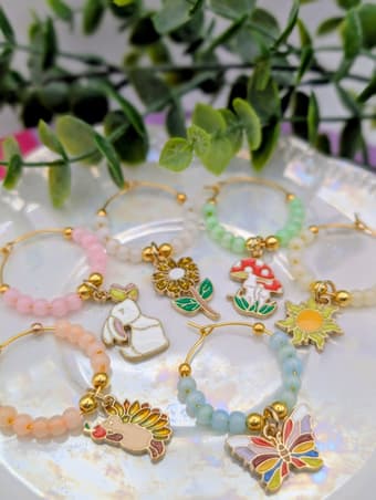 Springtime Woodland Critter Stemware Charms - Set of 6