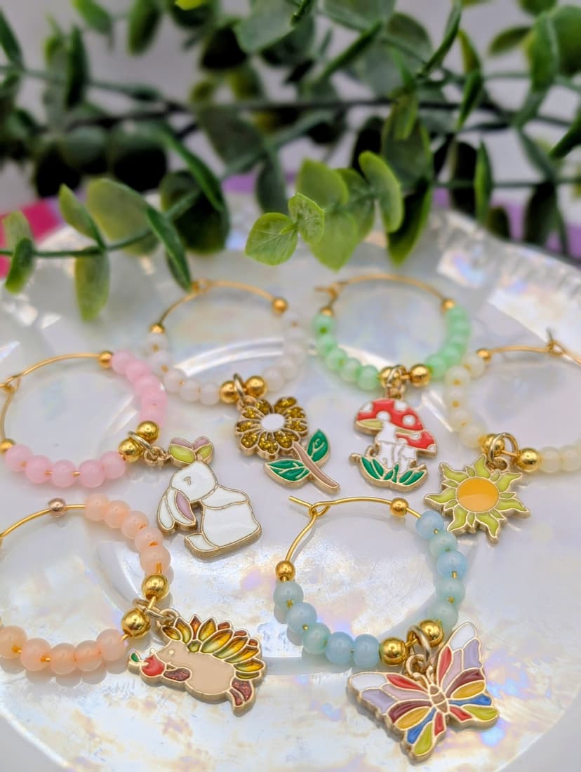 Springtime Woodland Critter Stemware Charms - Set of 6