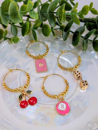 Vegas Themed Lucky Stemware Charms - Set of 4