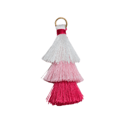 3-Tiered Tassel Charms — White - Light Pink - Hot Pink