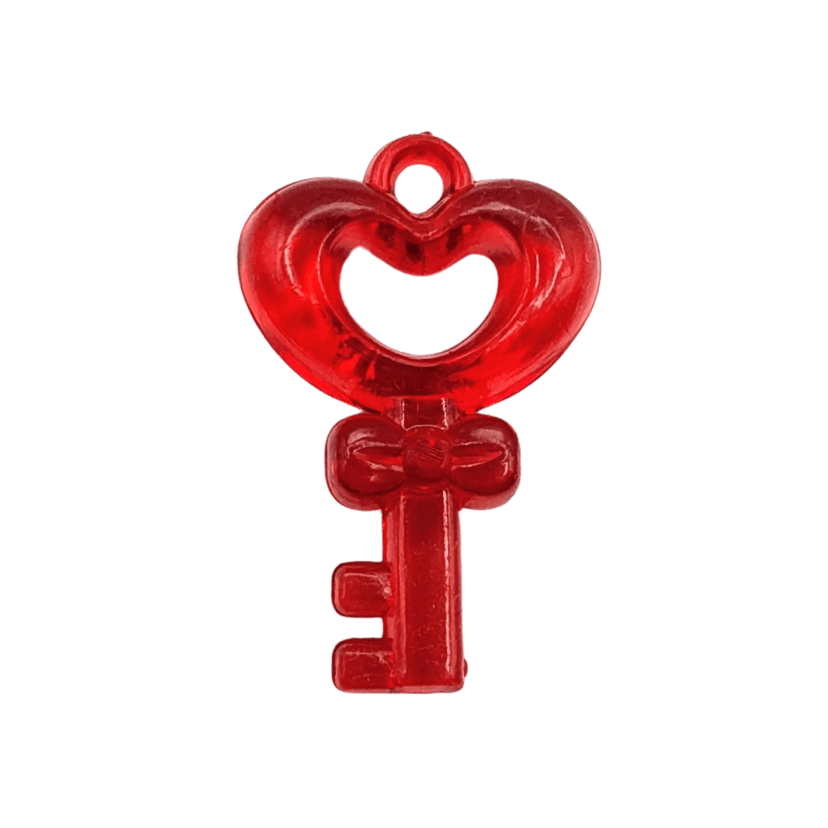 Heart Key Charms — Red