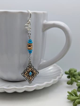 Turquoise and Mixed Metal Tea Bag Charm Weight