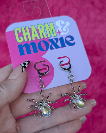Silver Spider Earrings