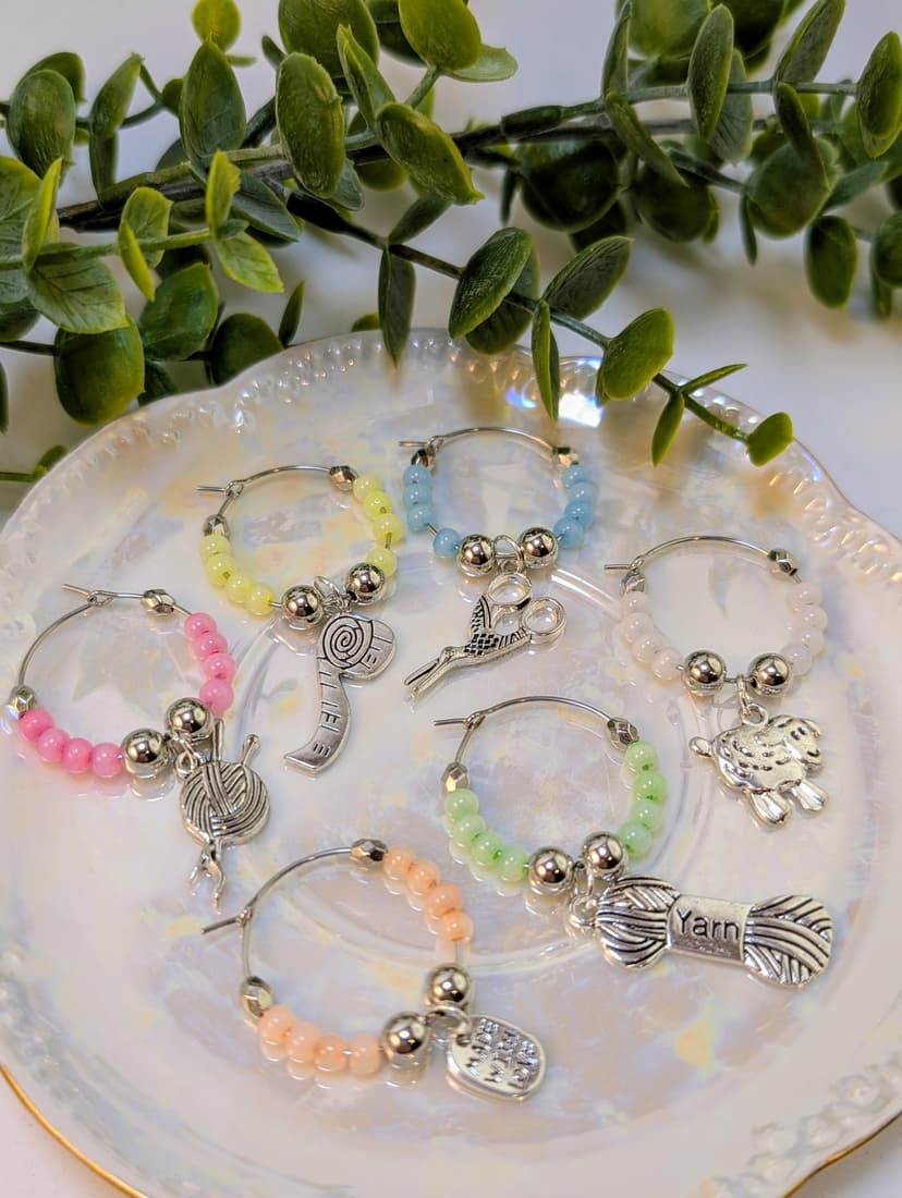Fiber Arts Themed Stemware Charms - Set of 6
