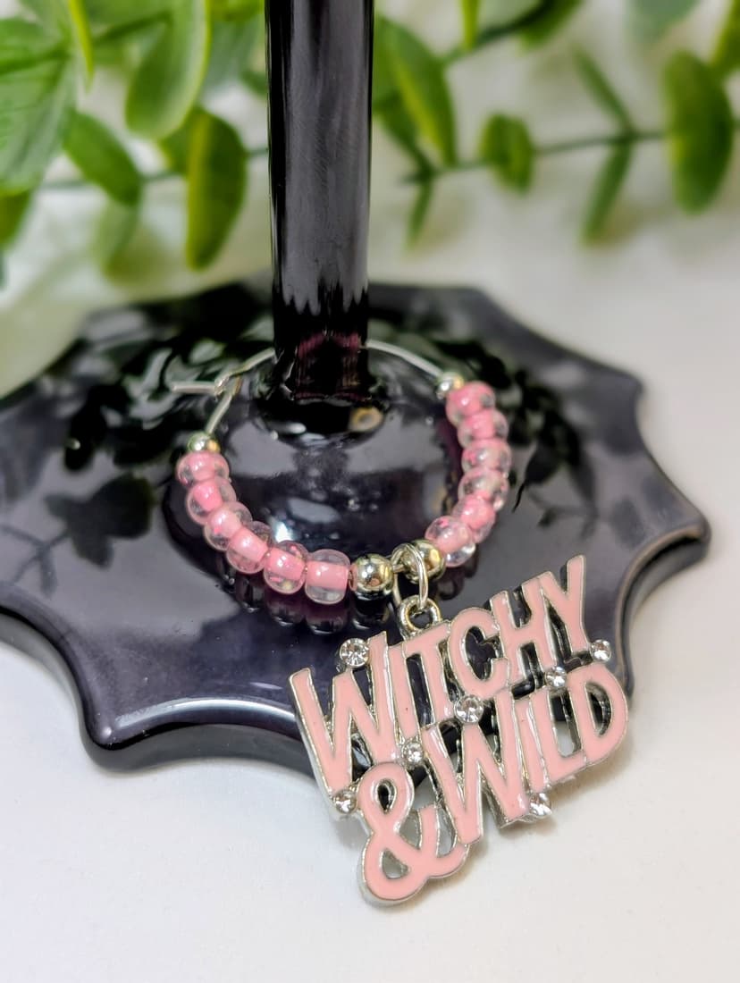 Pink Pastel Goth Themed Stemware Charms - Set of 6