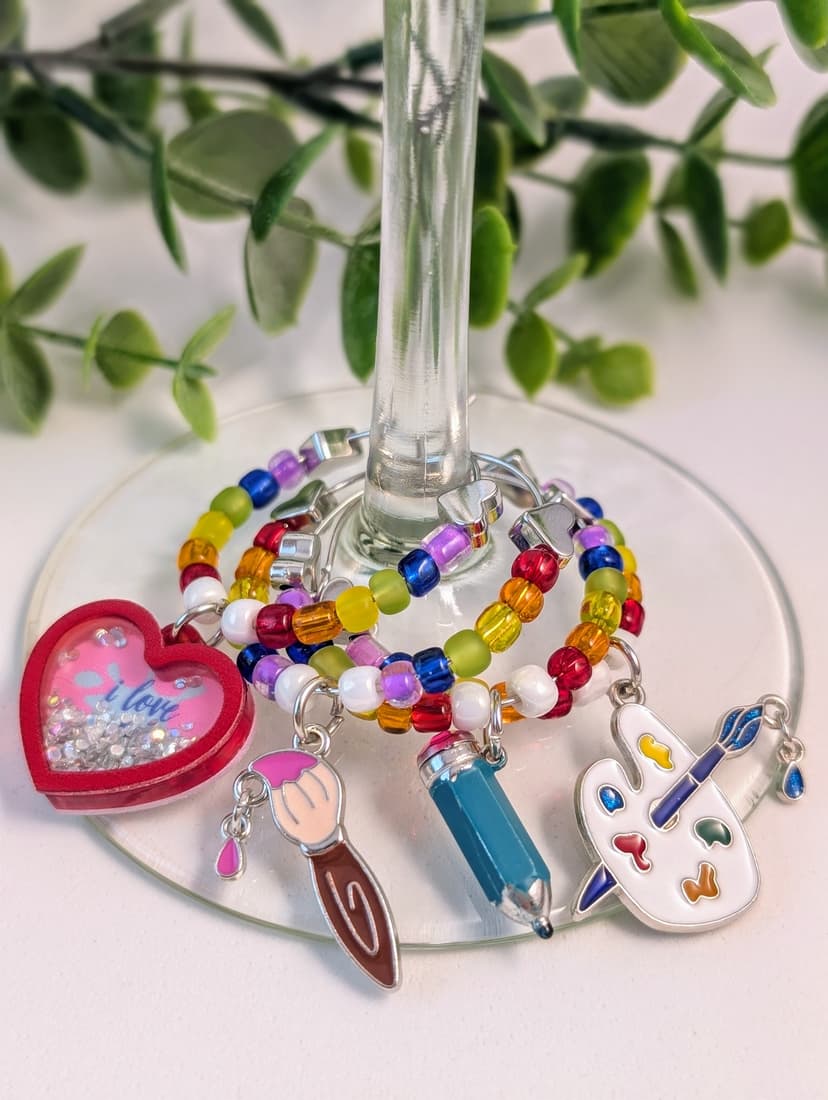 Art Themed Stemware Charms - Set of 4