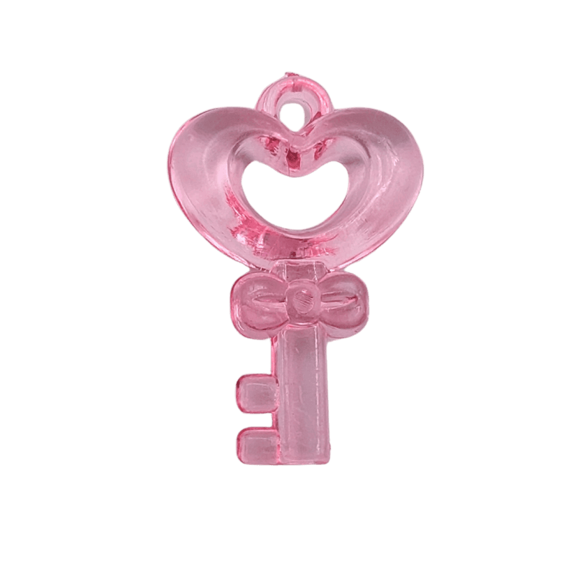Heart Key Charms — Light Pink