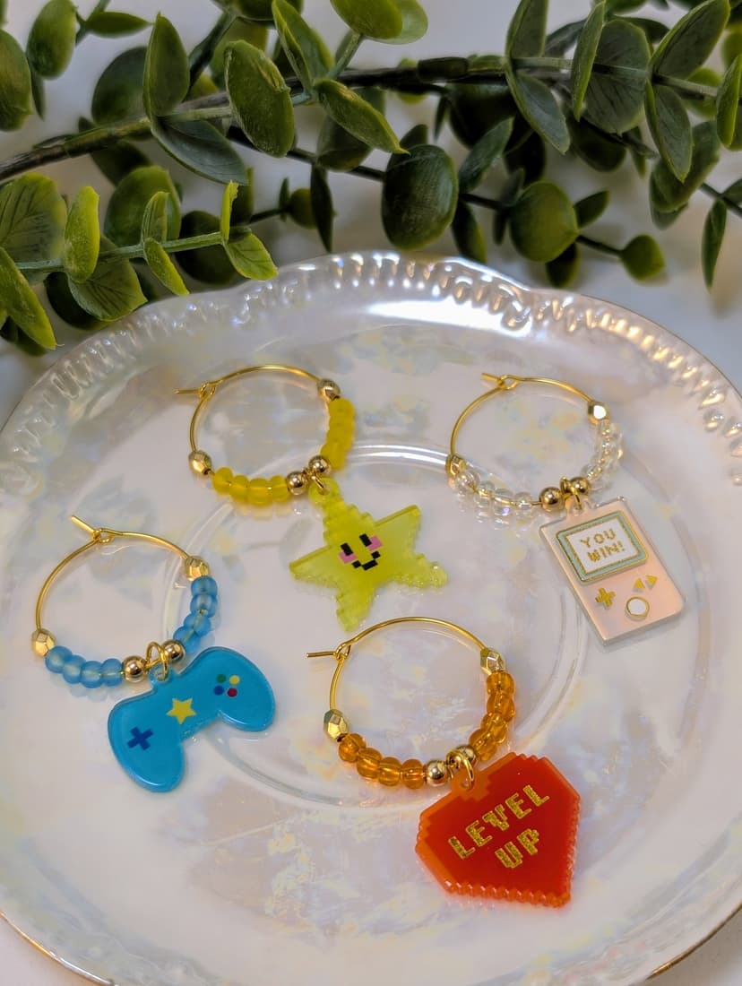 Video Game Themed Stemware Charms - Set of 4