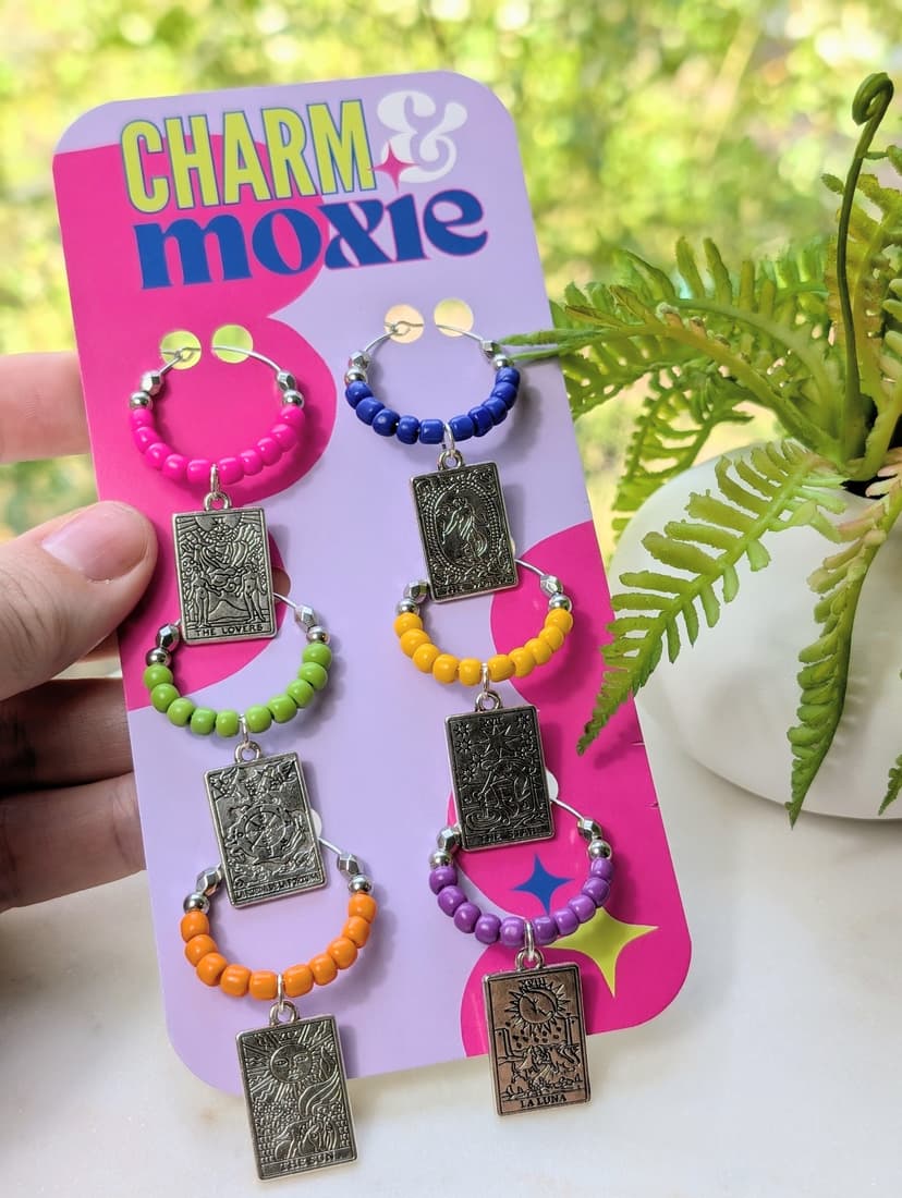 Tarot Card Stemware Charms - Set of 6